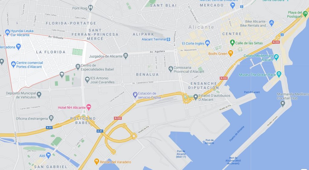 La Florida Area of Alicante on Google Map