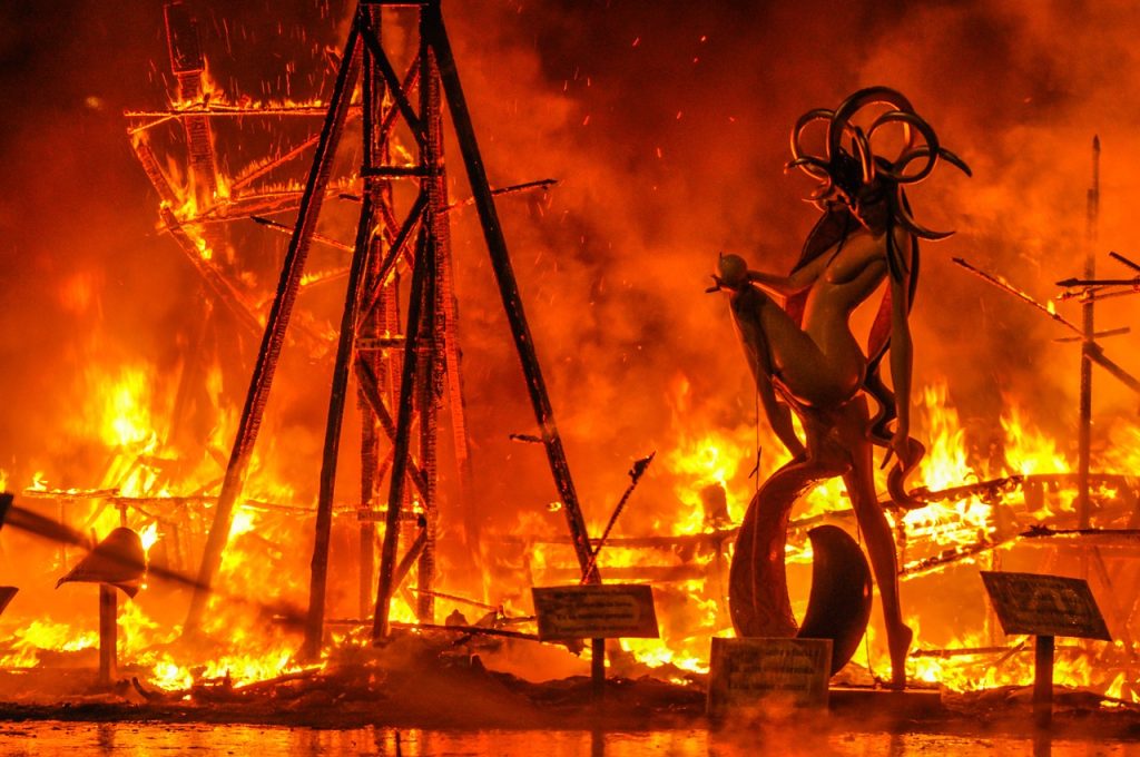 The Burning of a monument in Hogueras