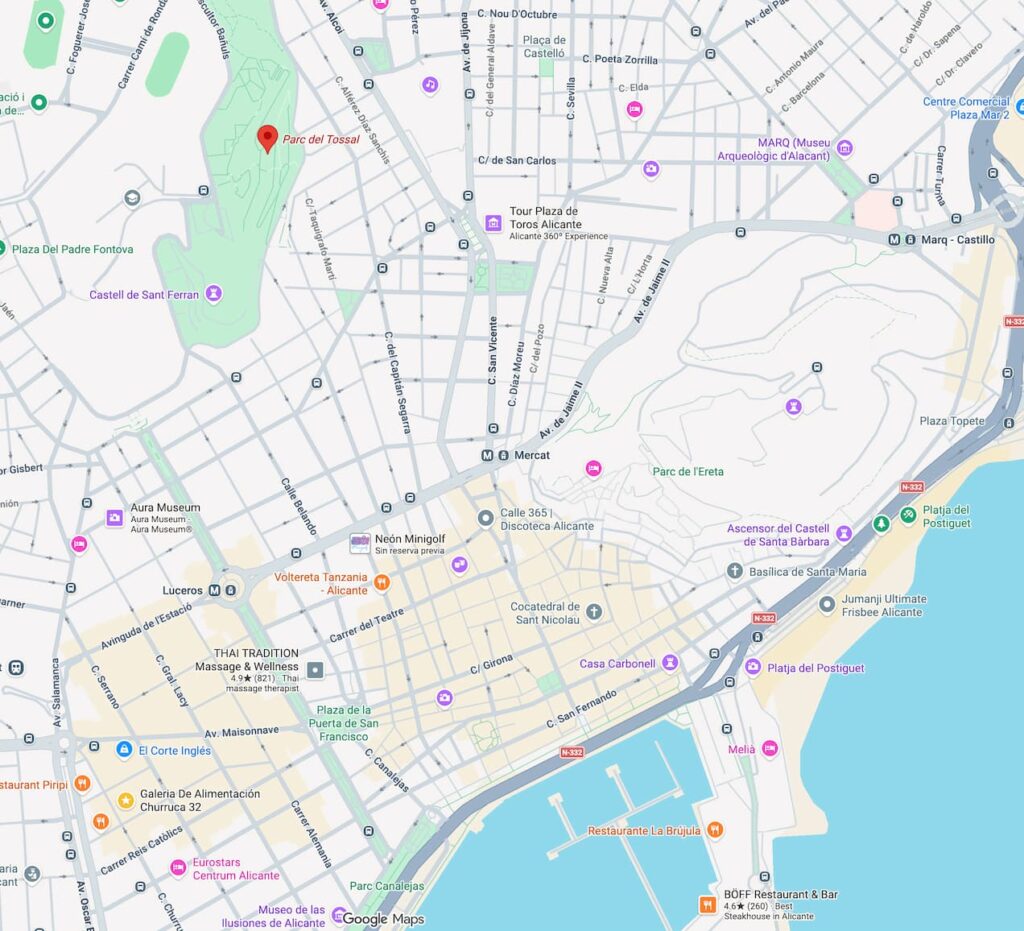 Map showing Monte Tosall Park