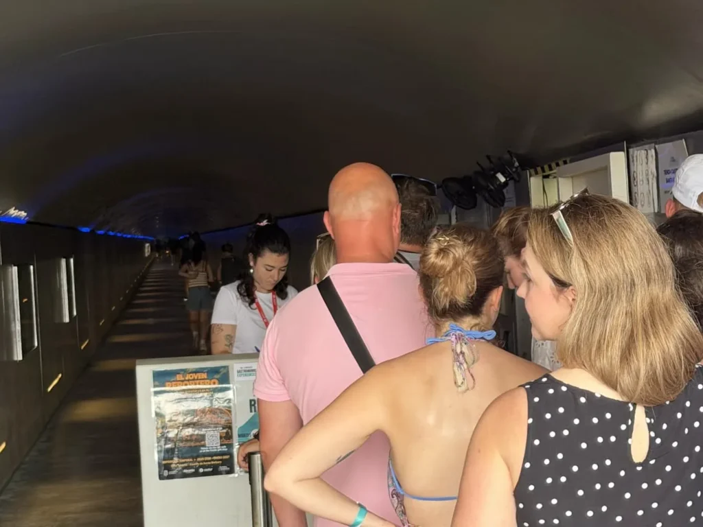 Once inside, the ticket Machine is close by